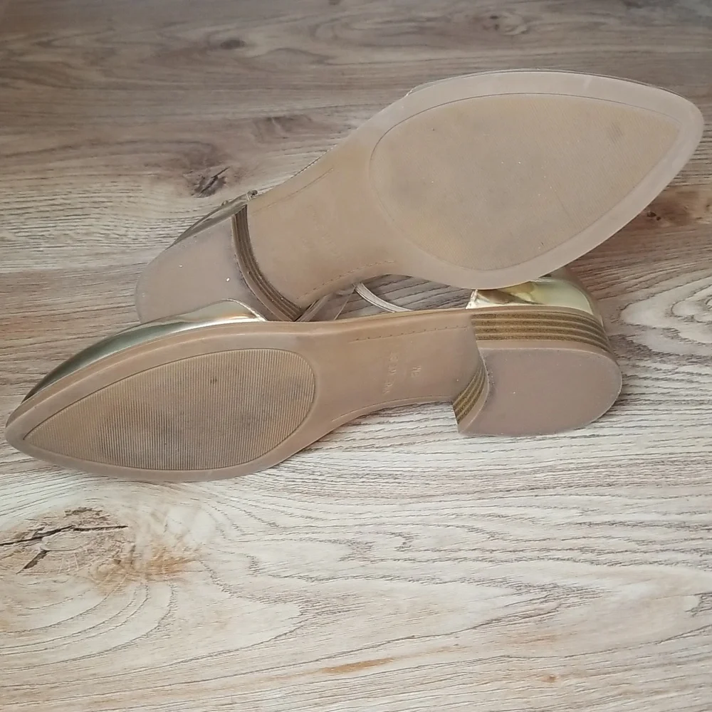 Nine West Womens Gild Metallic Closed Toe Ankle Strap Shoes Size 8M - Picture 6 of 12